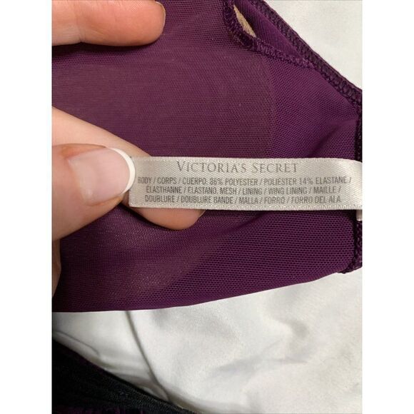 victoria secret Sport Purple Black V Neck Sports Bra Small - Picture 4 of 6